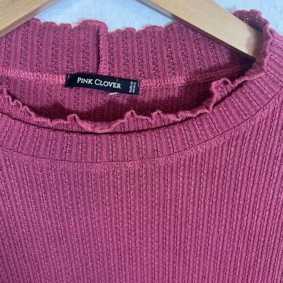 NWT ribbed knit l/s shirt Pink Clover Stitch Fix size M medium - Picture 3 of 3